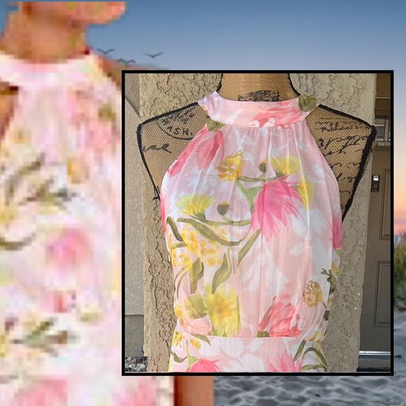 Petal and Pup Acacia Blossom Halter Eden Maxi Dress Size L - Picture 2 of 13